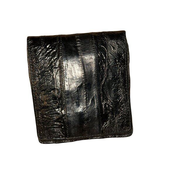 Vintage 100% eel Skin black wallet card bi fold coin holder - Picture 4 of 5